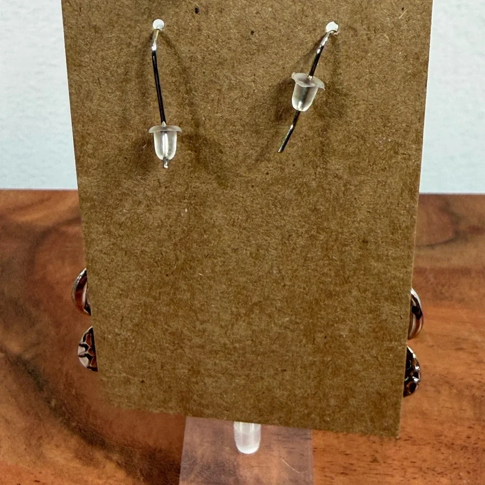 Silver Tone Chandelier‎ Earrings Dangling Circles Geometric Textured Coins
